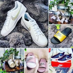 Custom Rhinestoned Shoes and Handmade Candles